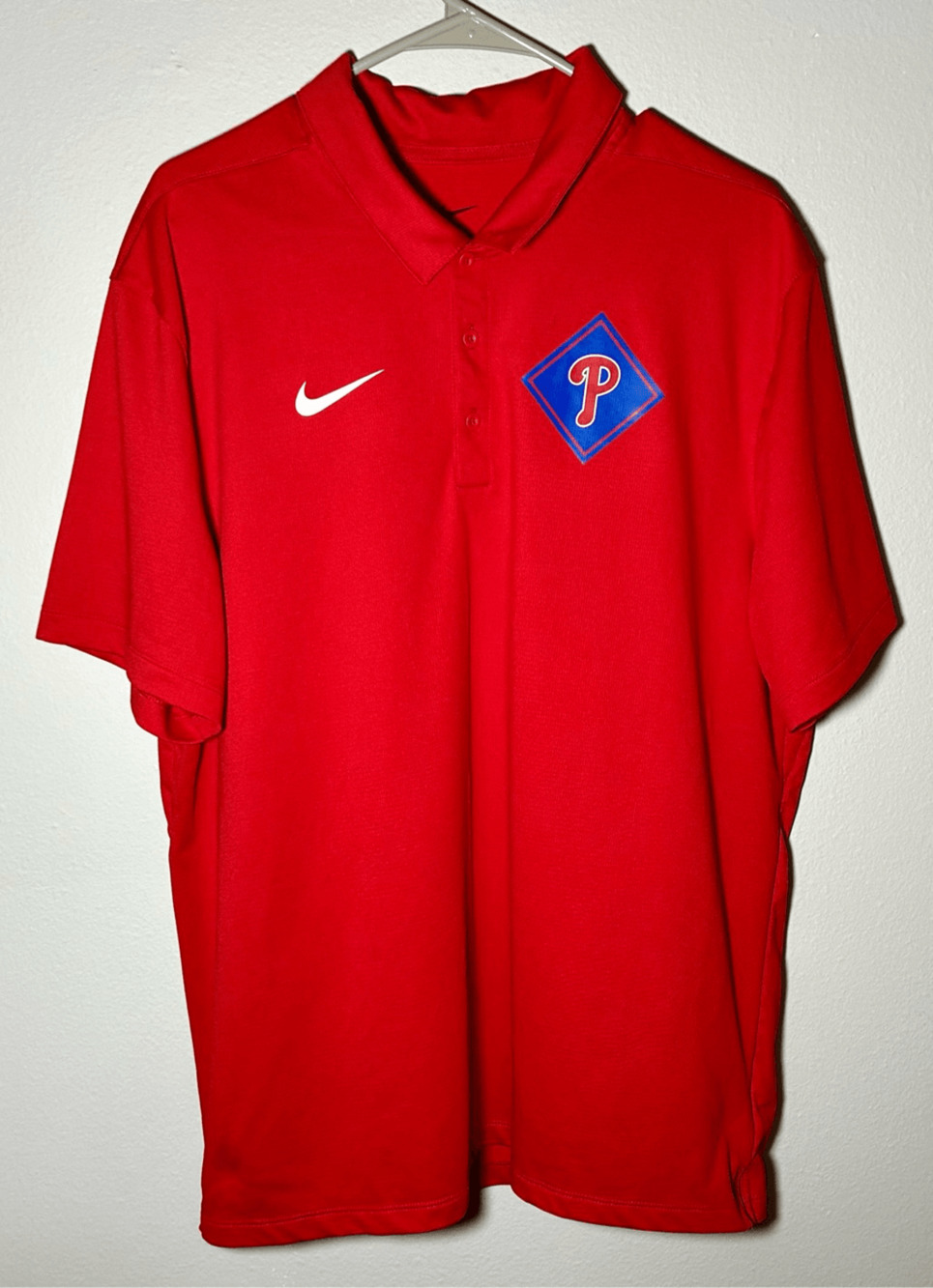 Nike Dri Fit MLB Philadelphia Phillies Graphic Performance Polo Shirt Men’s Sz L